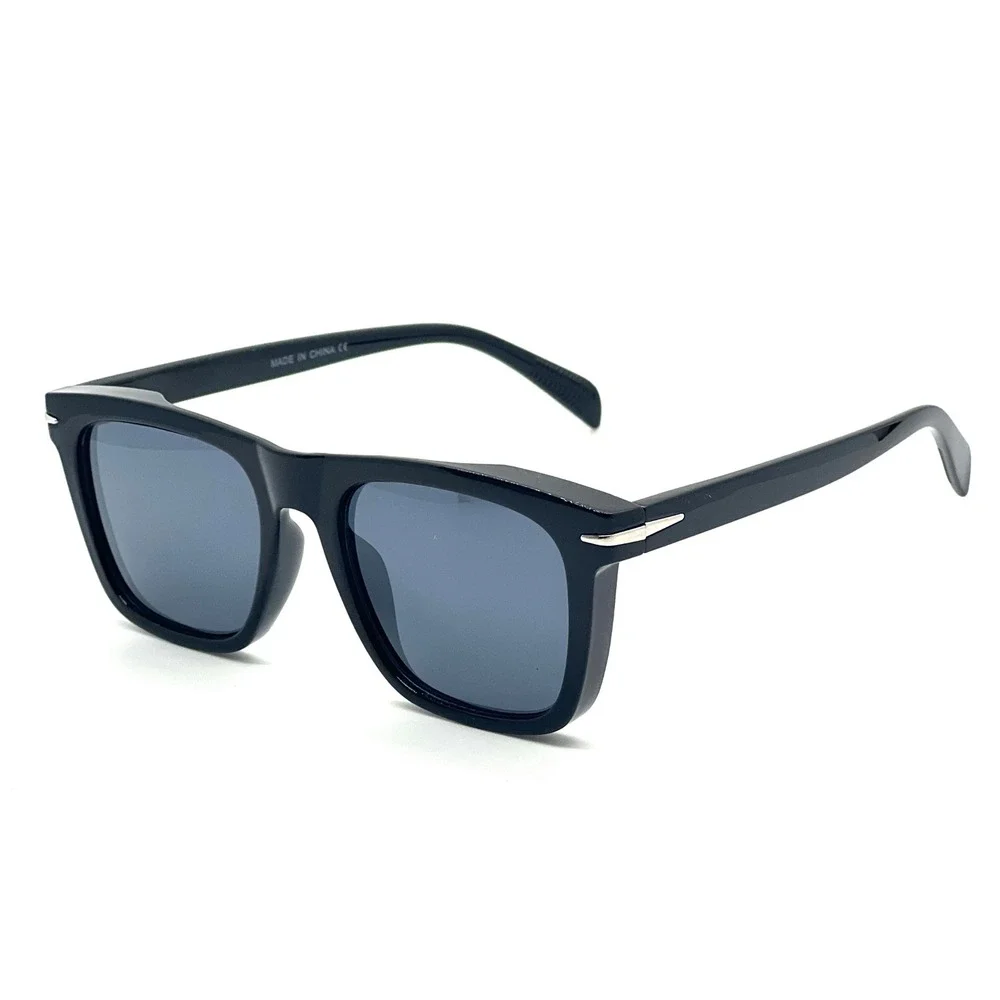 Square Sunglasses Black Frame‎ Gold Accent Black Lens Fashion Shades Street Wear